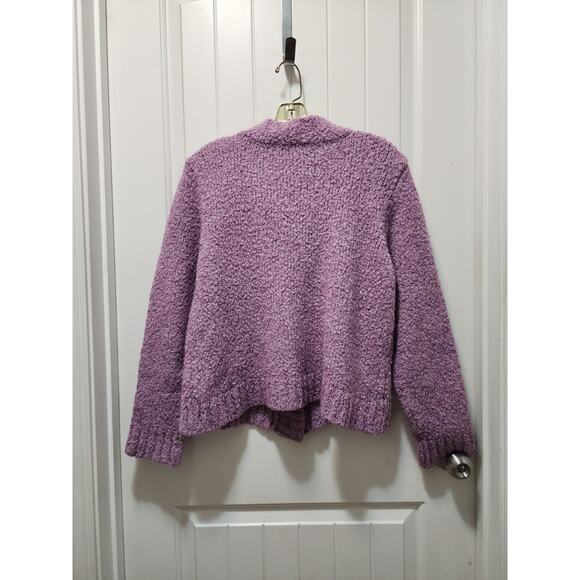 TALBOTS Cardigan Sweater Jacket Knit Wool Super Soft Purple Size L - Picture 3 of 5